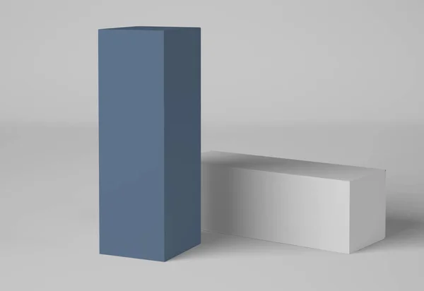 3D说明 高矩形纸板箱的模型 独立的白色背景 垂直化妆品 — 图库照片