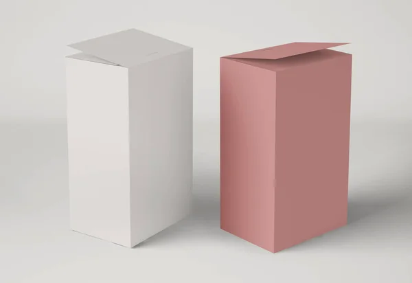 Illustration Maquette Grandes Boîtes Rectangulaires Carton Sur Fond Blanc Isolé — Photo