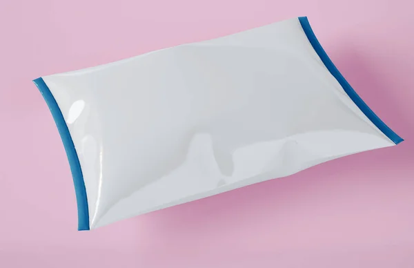 Ilustração Mockup Embalagem Saco Folha Branca Branco Para Lanche Fundo — Fotografia de Stock