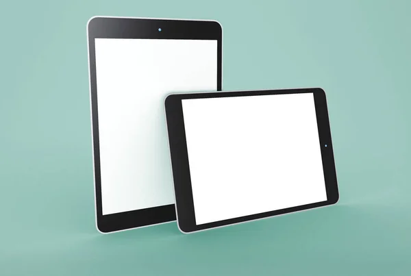 Illustrazione Mockup Due Tablet Digitali Con Schermo Bianco Sfondo Isolato — Foto Stock