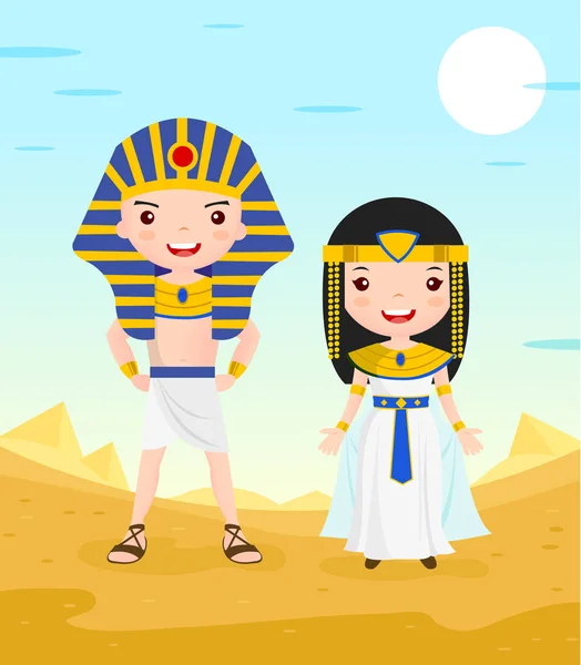 Dibujos animados lindo traje de Egipto — Vector de stock