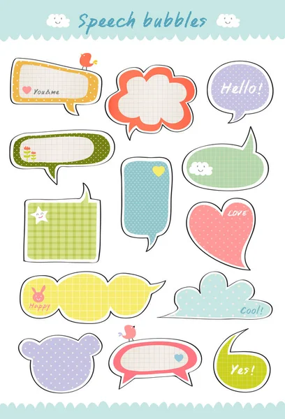 Cute Speech Bubble Hand Drawn Speaking Bubbles Colorful Collection Text Stok Ilustrasi 