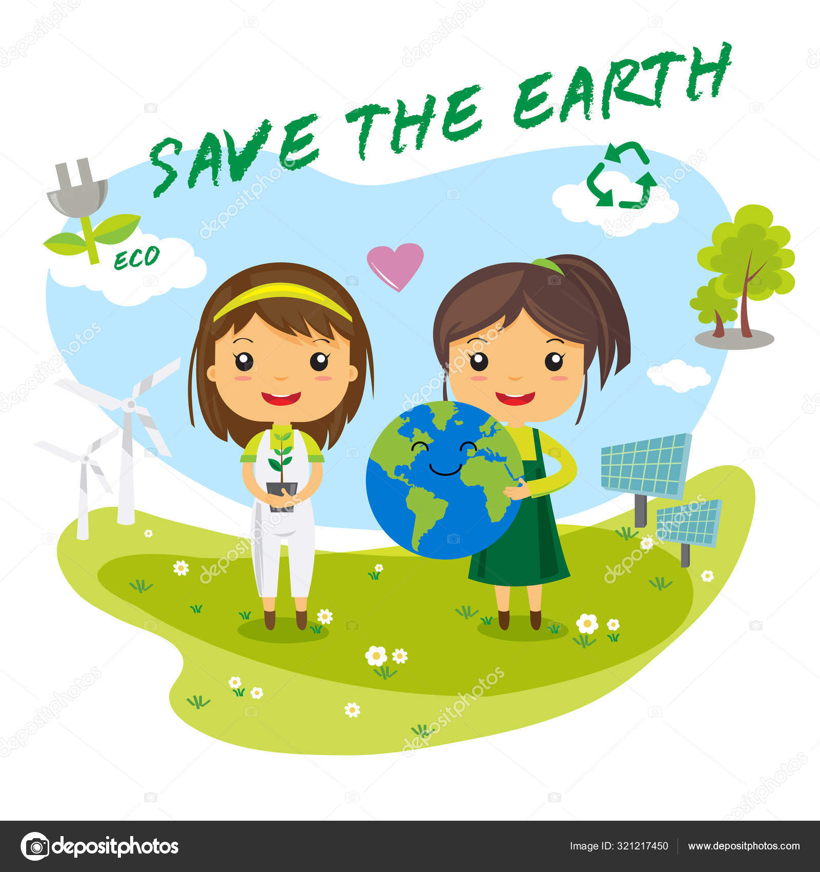 Earth World Ecology Concept Cartoon Character Stock Vector Image by  ©echiechi #321217450