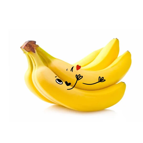 Мультфільм Банан Великими Очима Жовтий Мультяшний Банан Великими Пухнастими Очима — стокове фото