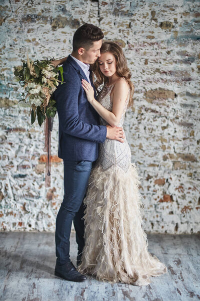 Young happy bridal couple 