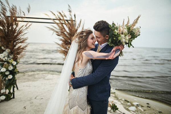 Young happy bridal couple 