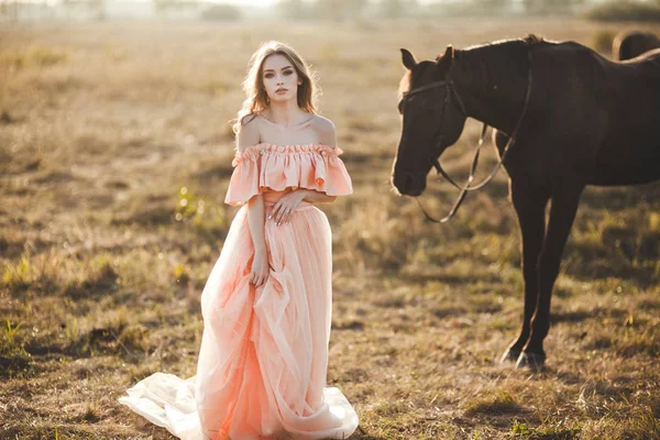 Chica joven con caballo —  Fotos de Stock