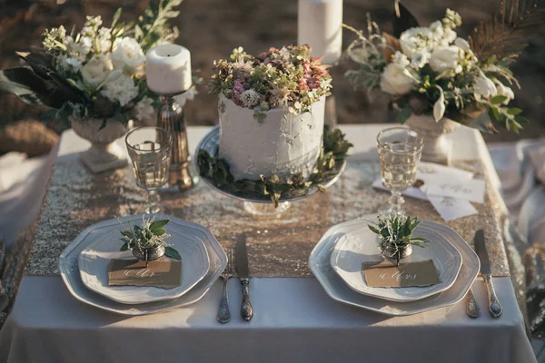 Mesa de casamento configuração — Fotografia de Stock