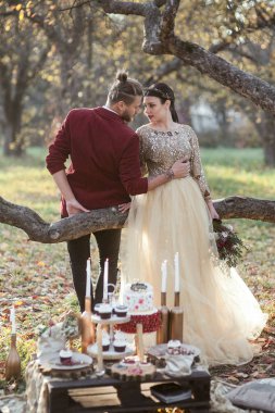 Gelin çift sonbahar Park