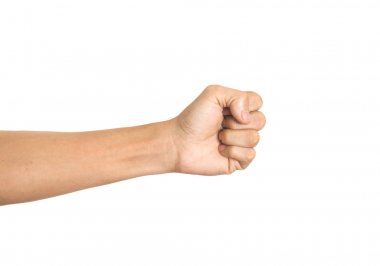 Erkek el, göl kenarında beyaz arka plan üzerinde