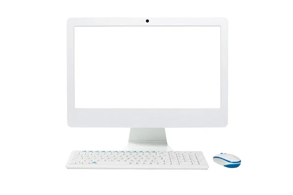 Moderne Élégant Tout Seul Ordinateur Ressemblant Imac Isolé Sur Blanc — Photo