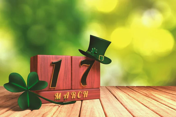 blok takvim 3B oluşturmayı 17 Mart St Patrick's Day için