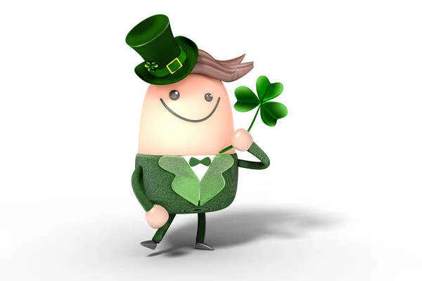 3d rendering of a cute adorable gnome mascot wearing in St Patri — Stock Photo, Image