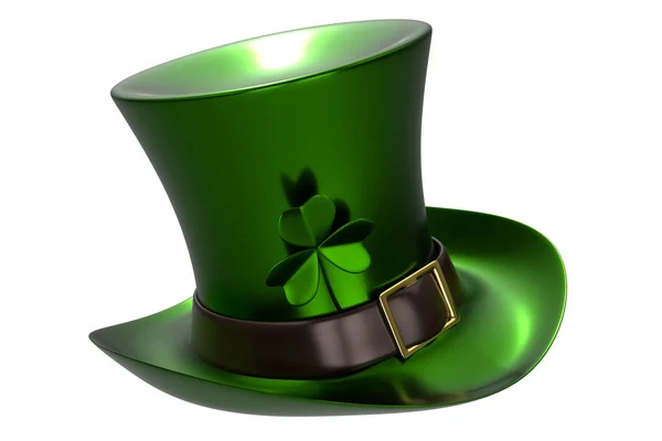 Yeşil bir şapka 3D render ile St Patrick's Day, yonca — Stok fotoğraf