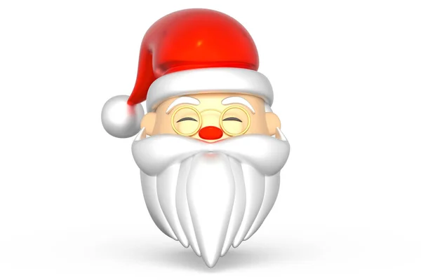 3d rendering of Santa Claus's head with a red hat isolated on wh — Stock Photo, Image