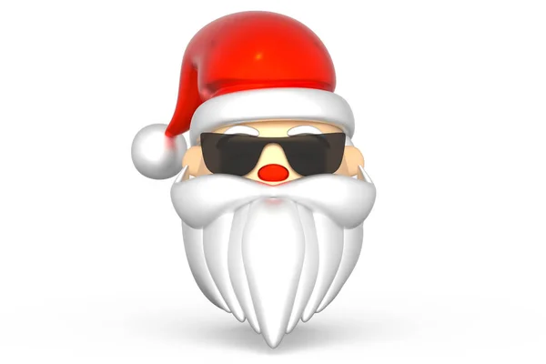 3d Rendering of Santa Claus's head wearing a  sunglasses and a r — Stock Photo, Image