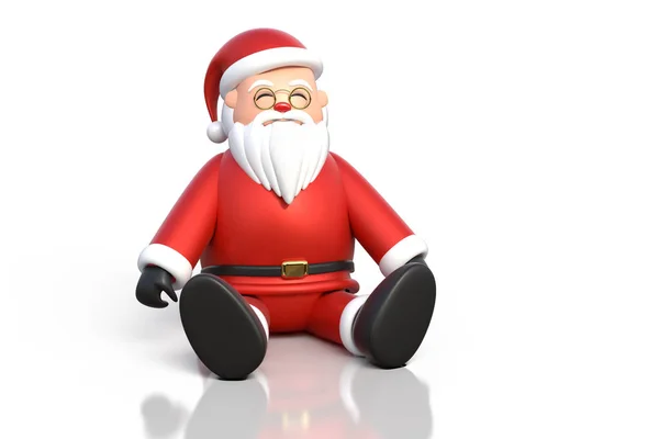 3D rendering of Santa Claus sitting on a white background with r — Stock Photo, Image
