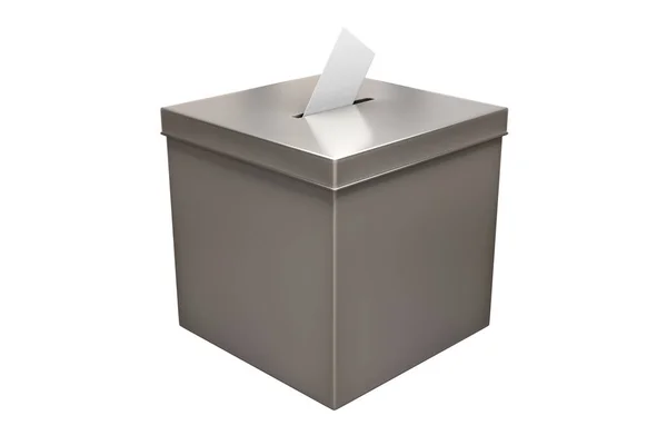 3D-rendering van metalen chroom verkiezing vak geïsoleerd op witte achterzijde — Stockfoto