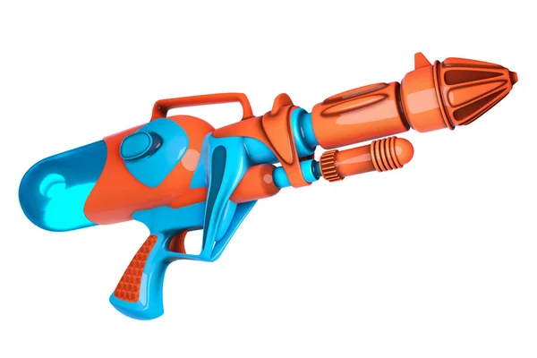 Renderowania 3D z pistoletem na wodę pomarańczowy i niebieski kolor na białym tle na whi — Zdjęcie stockowe