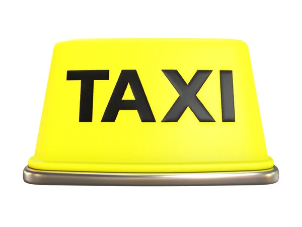 3D візуалізація неонового світло-жовтого таксі ізольовано на білому тлі з відсічними контурами . — стокове фото