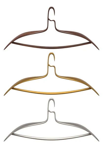 modern bez askı seti, ahşap, altın ve bronz 3D render 