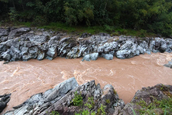 Άποψη Του Ποταμού Στα Βουνά Θολό Νερό Στο Pacitan Ινδονησία — Φωτογραφία Αρχείου