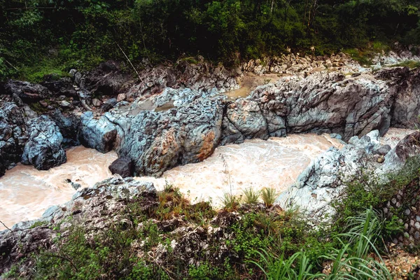 Veduta Del Fiume Montagna Con Acqua Torbida Pacitan Indonesia — Foto Stock