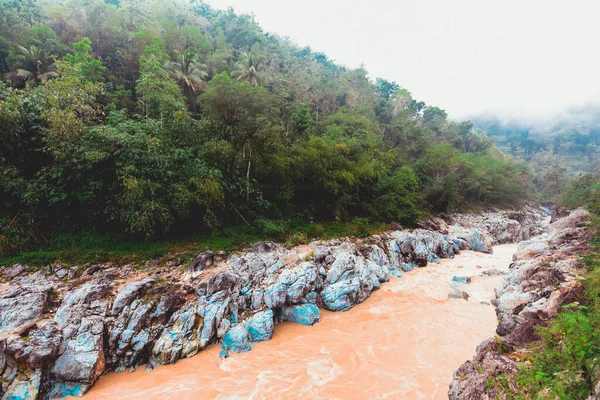 Veduta Del Fiume Montagna Con Acqua Torbida Pacitan Indonesia — Foto Stock