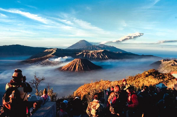 Mount Bromo Aktiv Vulkan Och Mest Besökta Turistattraktionerna Östra Java — Stockfoto