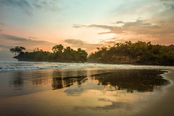 Praia Pelang Bonita Por Sol Tulungagung Java Oriental Indonésia — Fotografia de Stock