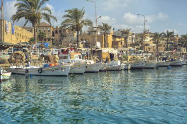 Fishing Boats in Sidon  clipart