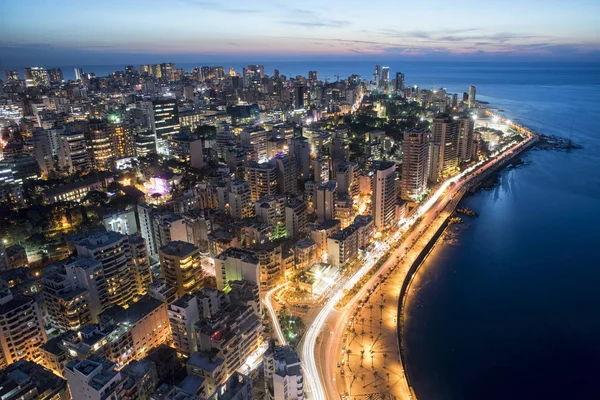 Aerial night shot of Beirut Lebanon , City of Beirut, Beirut city scape — Stock Photo, Image