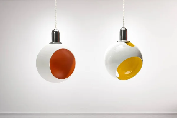 Two colourful modern pendant lights isolated, clipping path include — Stock Photo, Image