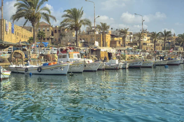 Barcos de pesca em Sidon — Fotografia de Stock