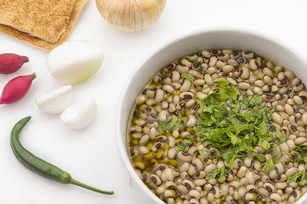 Comida libanesa de Loubieh Msallat, Black Eye Peaswith Bulgur — Fotografia de Stock