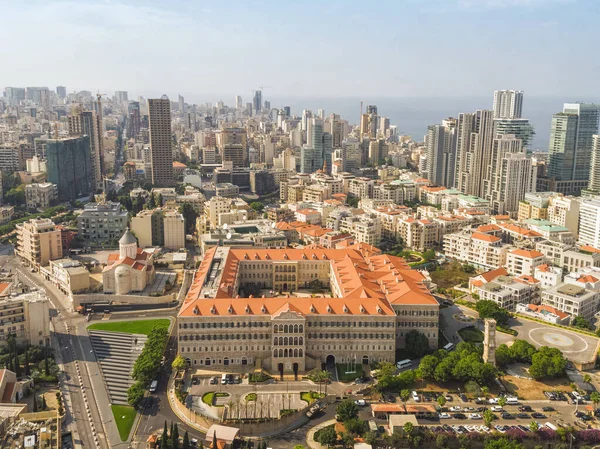 Luchtfoto Van Beiroet Downtown Libanon Tijdens Protest Tegen Regering Libanese — Stockfoto