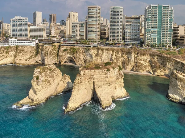 Luchtfoto Van Beiroet Downtown Libanon Tijdens Protest Tegen Regering Libanese — Stockfoto