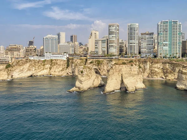 Luchtfoto Van Beiroet Downtown Libanon Tijdens Protest Tegen Regering Libanese — Stockfoto