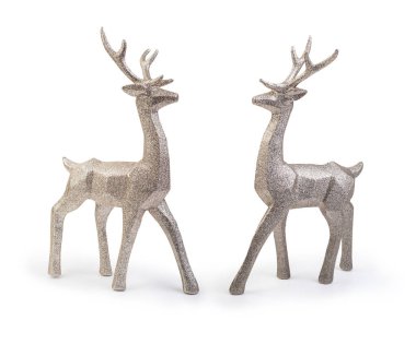 Geyik Noel dekoratif öğesi beyaz arkaplanda izole, kırpma yolu dahil 