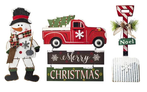 Reihe Von Weihnachtsschildern Isoliert Auf Weißem Hintergrund Clipping Pfad Enthalten — Stockfoto