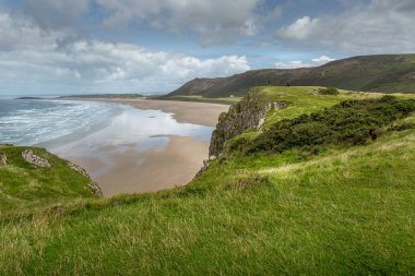 Rhossili Bay görünümü, South Wales, İngiltere