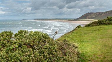 Rhossili Bay görünümü, South Wales, İngiltere