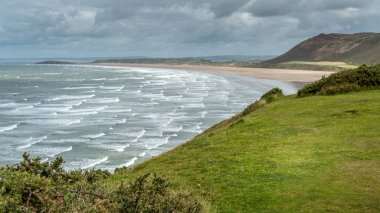 Rhossili Bay görünümü, South Wales, İngiltere