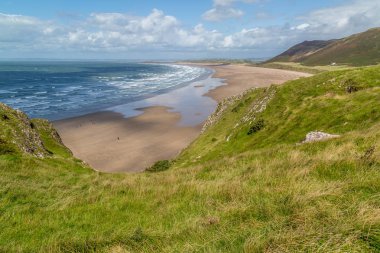 Rhossili Bay görünümü, South Wales, İngiltere