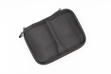 Beyaz arka plan üzerinde uçak için iki pil için siyah davanın Üstten Görünüm