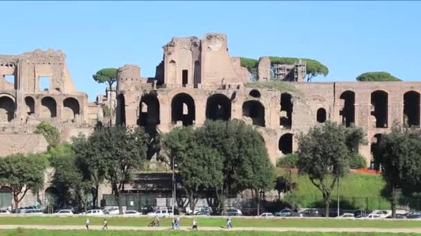 Circo Massimo e rovine del Foro Romano sul colle Palatino — Video Stock