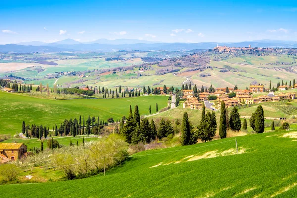 Zelená krajina v Provincii Siena, Toskánsko, Itálie — Stock fotografie