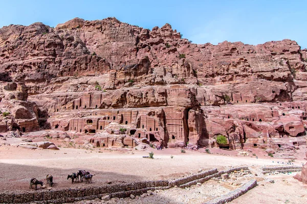 "Ulica fasady "w starożytności Petra, Jordania — Zdjęcie stockowe
