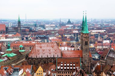 Nuremberg, Almanya, Cityscape içinde bir kış günü.