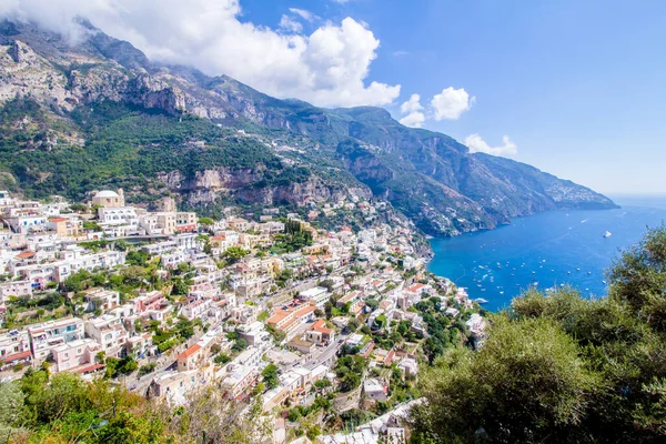 Panoramablick Auf Positano Berühmtes Dorf Der Amalfiküste Italien — Stockfoto